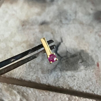 18ct Bar Stud With Ruby, 2 of 3
