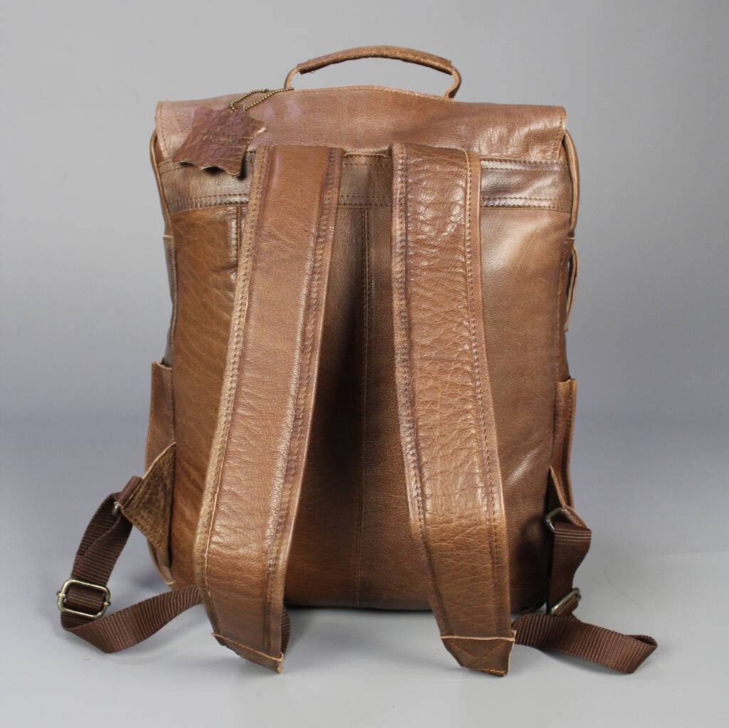 'kingsley' Personalised Leather Laptop Backpack Hickory By Vintage ...