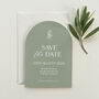 Olive Arch Shaped Wedding Save The Date Cards, thumbnail 3 of 5