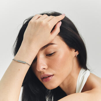 Personalised Sparkling Petite Cosmic Star Bar Bracelet In Silver, 8 of 10