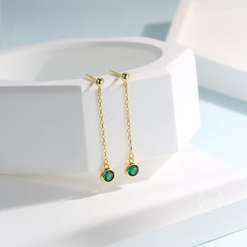 Dangling Emerald Green Cz Stud Earrings, 7 of 11