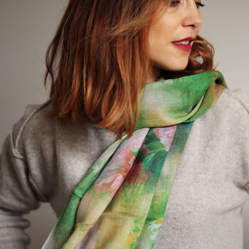 Fine Wool Florals And Foliage Print Scarf, 6 of 9