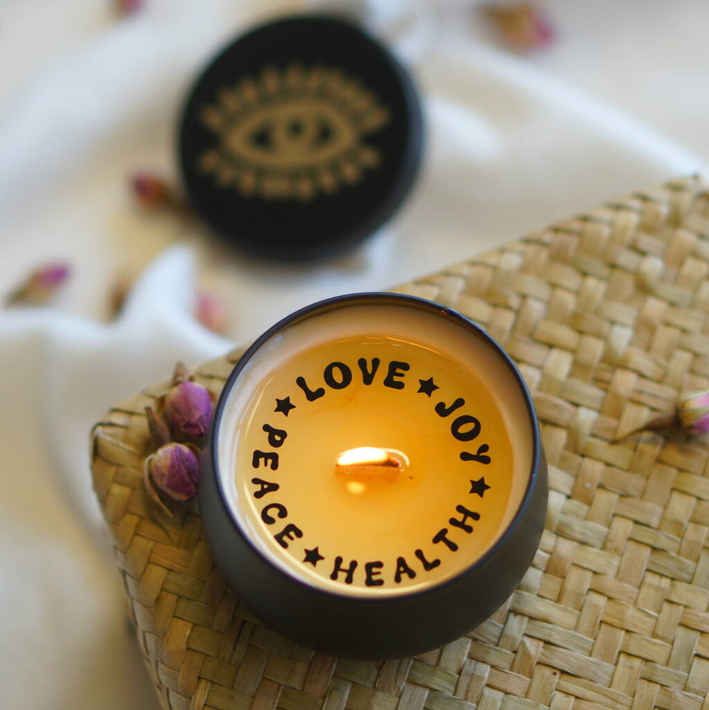 Love Joy Peace Health Secret Message Candle