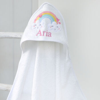 Personalised Rainbow Hooded Baby Towel, 3 of 6