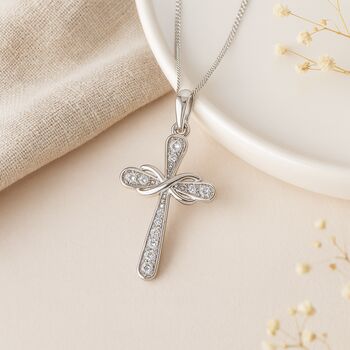Personalised Sterling Silver Infinity Cross Pendant With Cz, 2 of 11