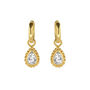 April Birthstone White Topaz Gold Plated Huggie Hoop Earrings, thumbnail 2 of 12