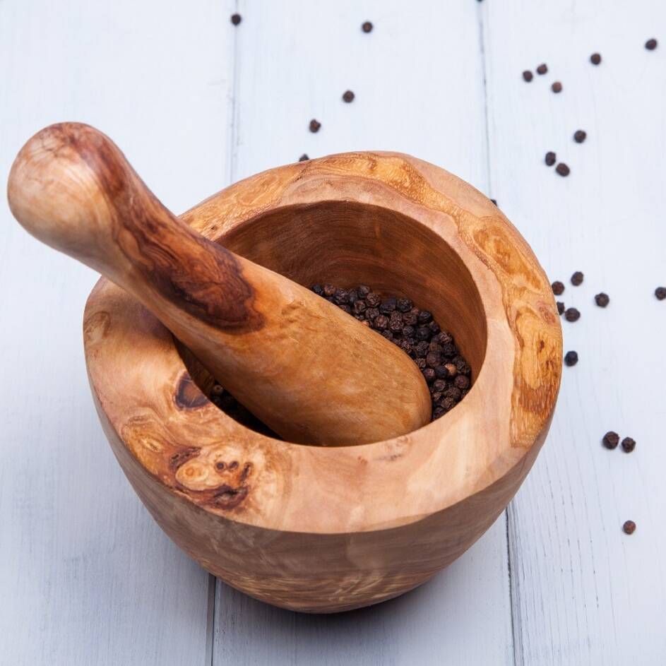 Olivewood Wooden Mortar And Pestle By British and Bespoke
