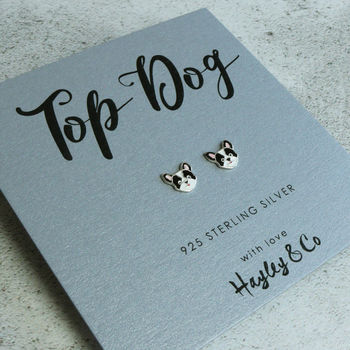 Top Dog French Bulldog Silver Earrings, 2 of 5