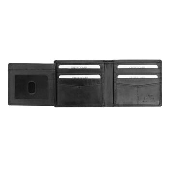 Personalised Men's Rfid Black Leather Trifold Wallet, 3 of 6