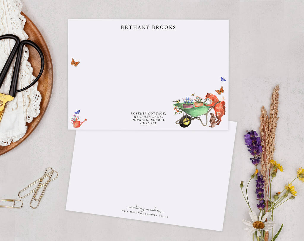 Fox Personalised Address Note Cards A6 Notecard Set, 1 of 6