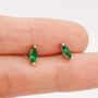 Sterling Silver Emerald Green Marquise Stud Earrings, thumbnail 3 of 12