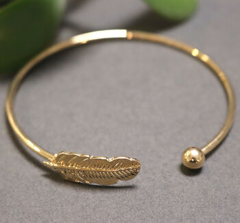 Feather Open Cuff Bangle For Women, 8 of 9