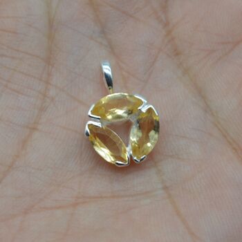 Citrine Silver Floral Pendant: November Birthstone, 7 of 8