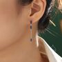 Asymmetric Sapphire Blue Cz Dangle Drop Stud Earrings, thumbnail 5 of 12