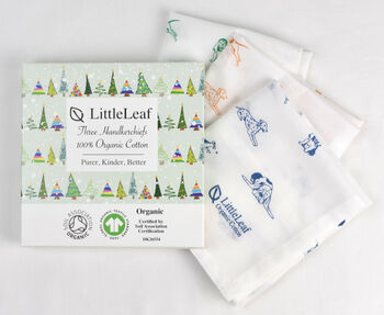 Organic Handkerchief Set Of Three In A Christmas Box, 5 of 9