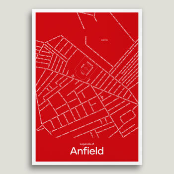 Liverpool Legends Map, Football Typography Print, 2 of 5