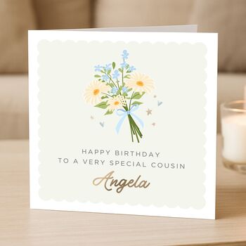 Personalised Birthday Card For Cousin With Flowers, 4 of 7
