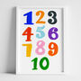 Numbers Colourful Kids Room Print, thumbnail 4 of 5