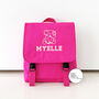 Hot Pink Small Personalised Kids School Flap Backpack, thumbnail 1 of 3