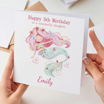 Personalised Mermaid Birthday Card, 2 of 3