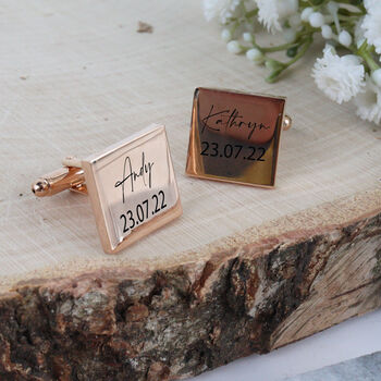 Personalised Rose Gold Plated Cufflinks, 3 of 7