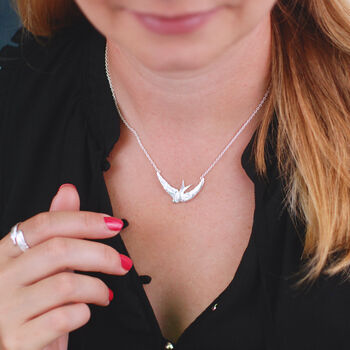 Personalised Sterling Silver Swallow Necklace, 4 of 9
