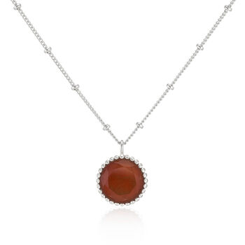 Barcelona Silver July Birthstone Necklace Carnelian, 3 of 4