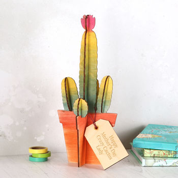 Mother's Day Personalised Wooden Cactus Plant Gift, 4 of 4