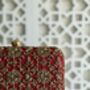 Delhi Knot Clasp Dark Red Silk Clutch | Bridal Gift |, thumbnail 7 of 7
