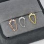 Cz Curved Bar Chained Stud Earrings In Sterling Silver, thumbnail 1 of 12