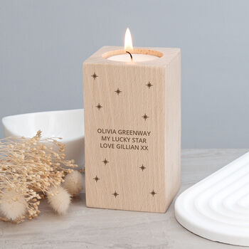 Personalised Stars Wooden Tealight Holder, 2 of 5