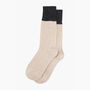 Wool Blend Boot Socks Mid Calf Colour Block Cream Black, thumbnail 3 of 4