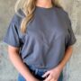 Women's Grey Breastfeeding Oversized T Shirt, thumbnail 2 of 3