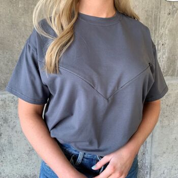 Women's Grey Breastfeeding Oversized T Shirt, 2 of 3