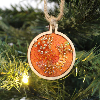 Make A Beaded And Embroidered Christmas Tree Bauble Kit, Rust, 2 of 8