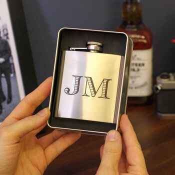 Personalised Initials Hip Flask With Matching Tin, 5 of 8