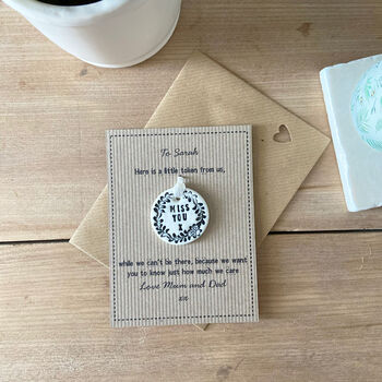 Miss You Porcelain Token With Personalised Card, 3 of 6