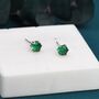 Emerald Green Cz Stud Earrings In Sterling Silver, thumbnail 3 of 12