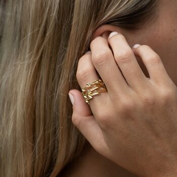 Gold Plated Lightning Bolt Stacking Ring, 3 of 7