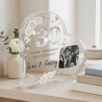 Personalised 30th Anniversary Acrylic Heart Plaque, 4 of 5