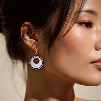 White And Navy Circular Earrings, 2 of 6