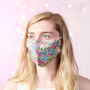 Floral Print Fitted Cotton Face Mask, thumbnail 1 of 4