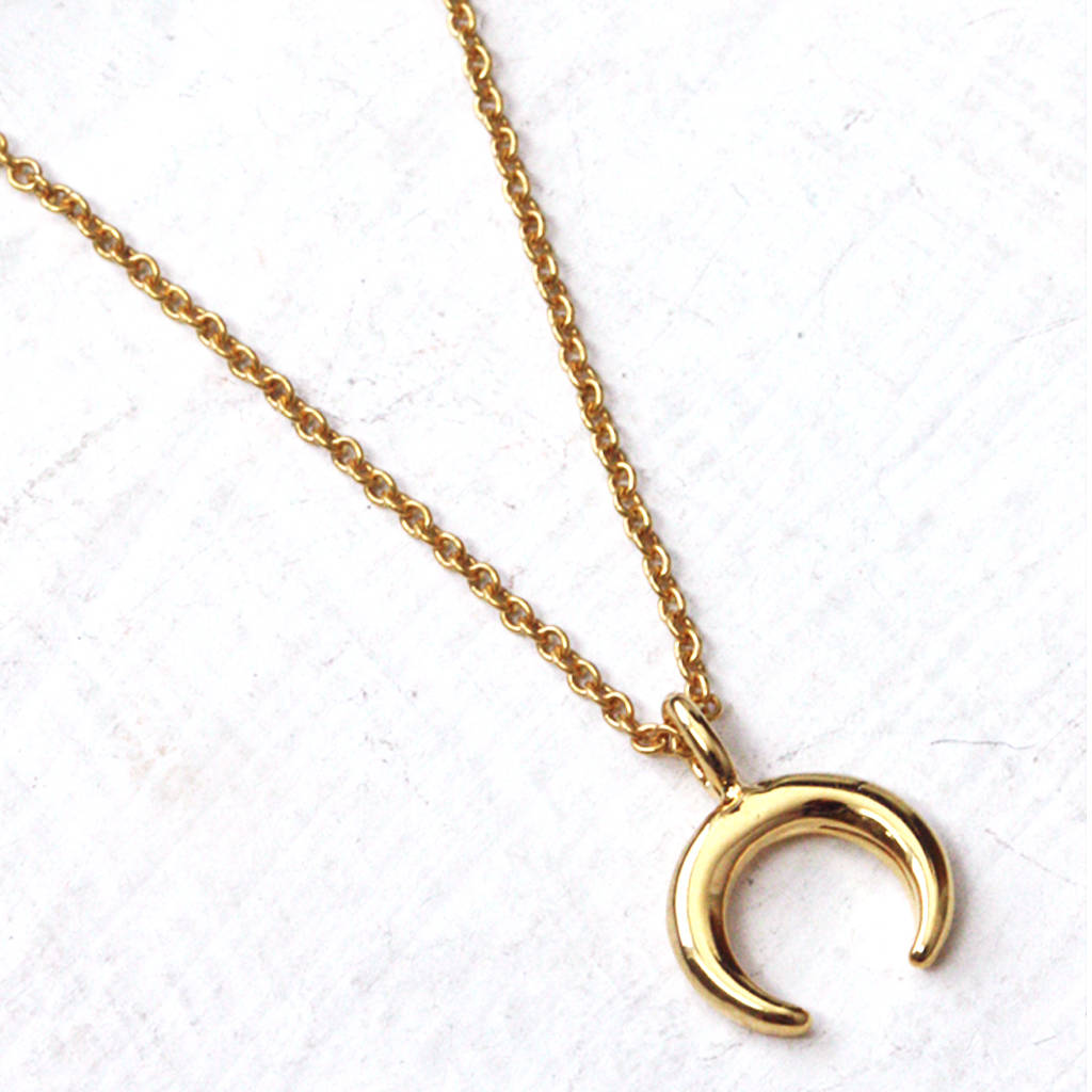 asha. vermeil tiny horn pendant necklace by aluna mae ...