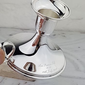 Personalised Silver Christening Candlestick Holder, 4 of 6