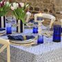 Azure Blue And White Block Printed Tablecloth, thumbnail 1 of 4