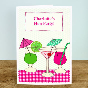Cocktails Personalised Hen Party Card, 2 of 3