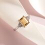 Citrine Emerald Cut Ring In Sterling Silver And Gold, thumbnail 4 of 12