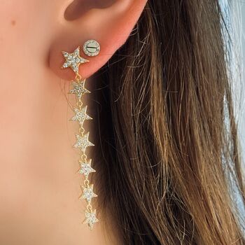 Falling Star 18 K Gold Plated Earrings, 6 of 6