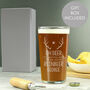 Personalised Reinbeer Pint Glass Gift Boxed – Christmas Gift Idea, thumbnail 1 of 4