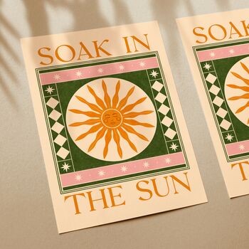 Soak In The Sun, Bohemian Sun Art Print, 2 of 3